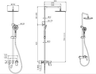 Душевая стойка Aquatek AQ2060MB чёрный матовый